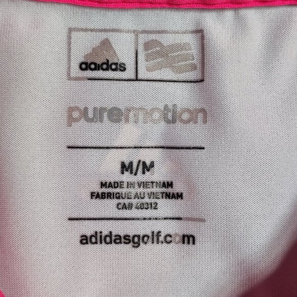 Adidas Golf Puremotion polo shirt women's size M white with grey & pink stripes - Picture 5 of 11